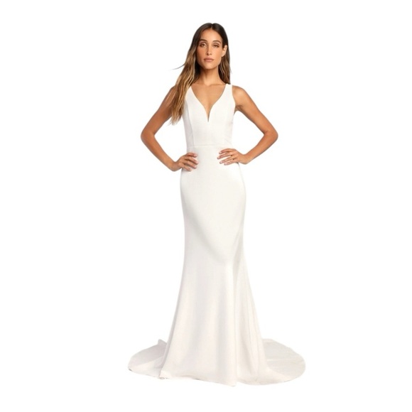 NEW Lulus Long-Lasting Love Ivory Lace V-Neck Mermaid Dress #1580 - Picture 1 of 8